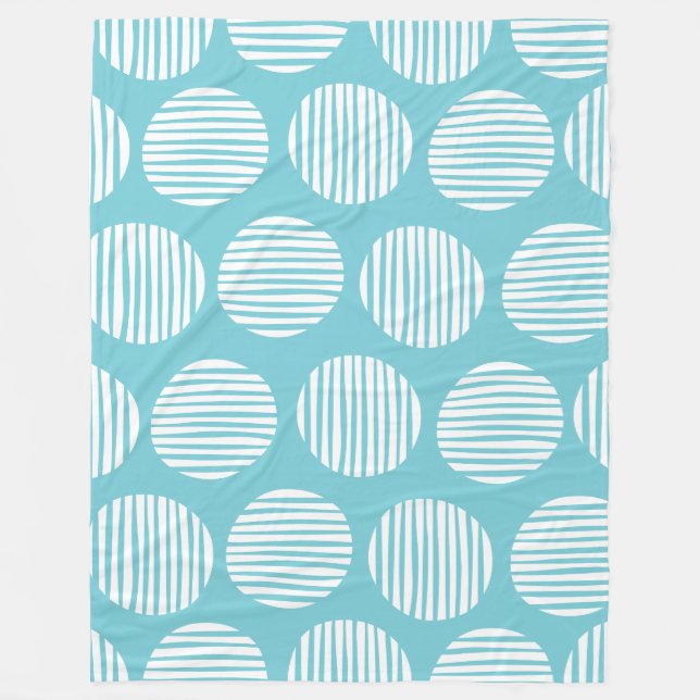 Lined Spots 190917 - White on Robin Egg Blue Fleecedecke (Vorderseite)