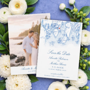 Linekin Bay Resort Maine Elegantes Blaues Kartenbi Save The Date