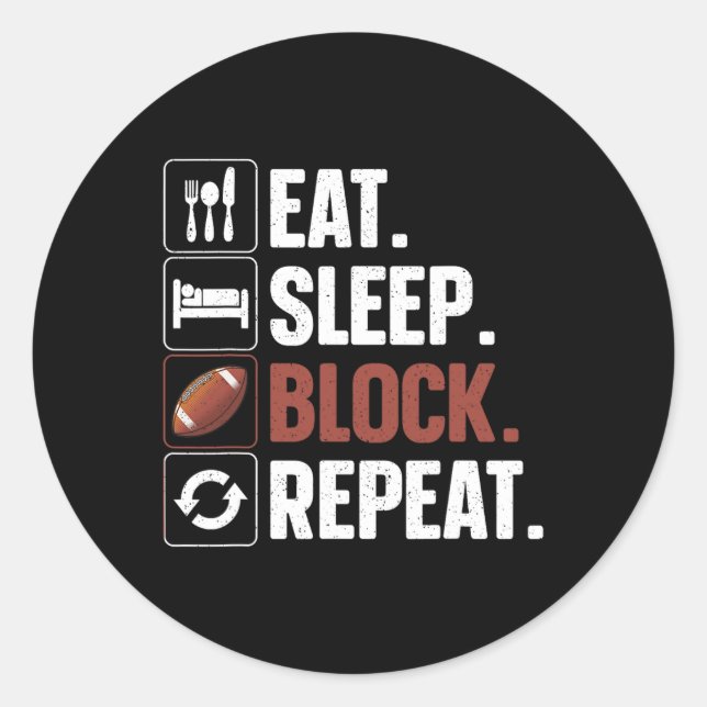 Lineman Art for Men Women Football Player Offensiv Runder Aufkleber (Vorderseite)