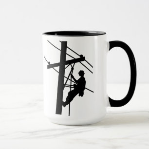 Lineman auf Pole Black Silhouette Tasse