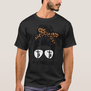 Lineman Ehefrau Life Messy Bun Haare Brille Niedli T-Shirt