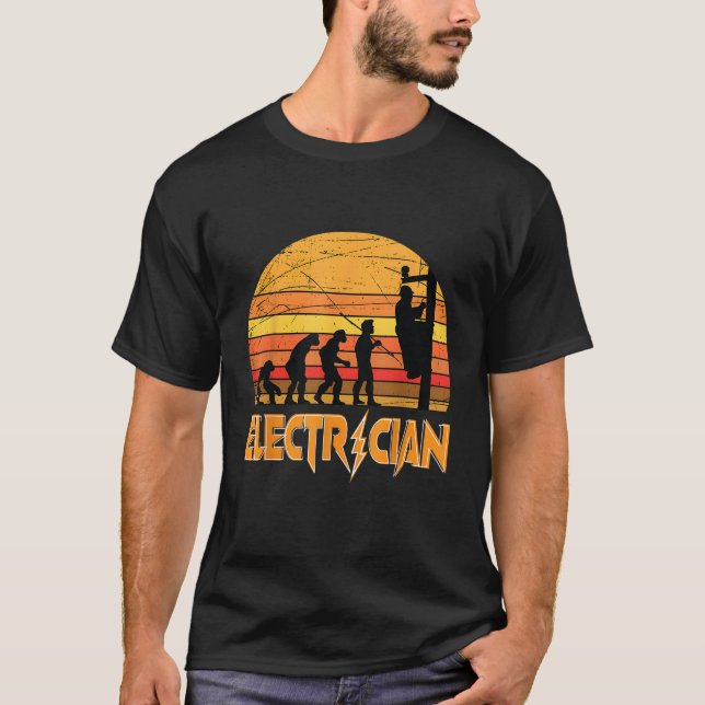 Lineman Evolution Lustiger Strom Elektriker Stromv T-Shirt (Vorderseite)