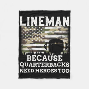 Lineman Football Geschenk Patriotic American Flag Fleecedecke