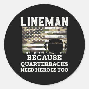 Lineman Football-Geschenk Patriotische amerikanisc Runder Aufkleber