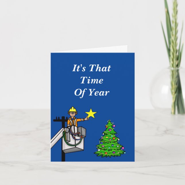 Lineman in Eimer, der Star auf Baumkarte setzt Karte (Vorderseite)