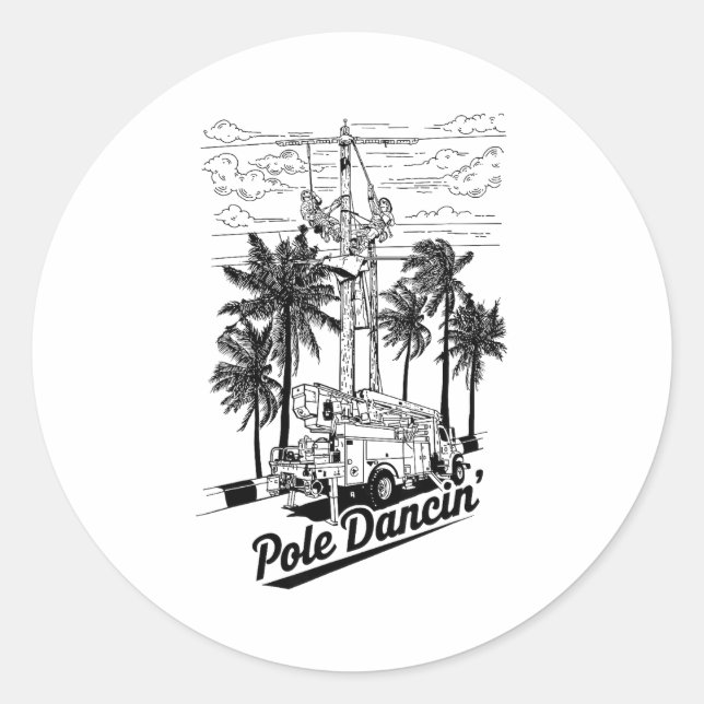 Lineman Le Dancin' Electrician Gift For Men Husban Runder Aufkleber (Vorderseite)