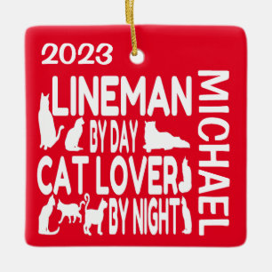 Lineman Lieben Cats CUSTOM Keramikornament