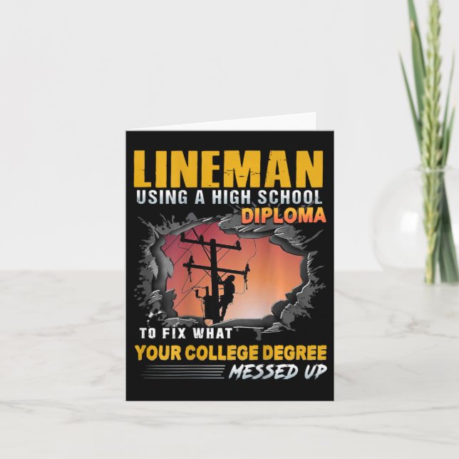 Lineman mit einem High School Diplom zu reparieren Karte (Vorderseite)