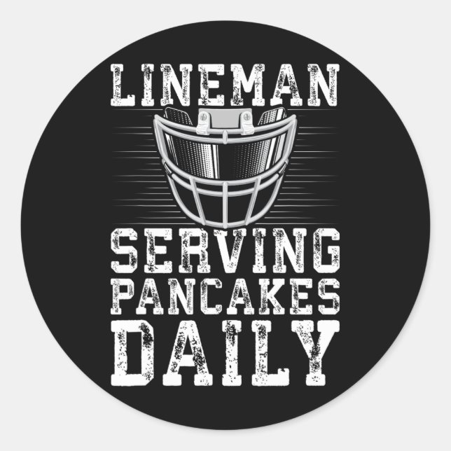 Lineman Serving Pancakes Daily Football Lineman Runder Aufkleber (Vorderseite)