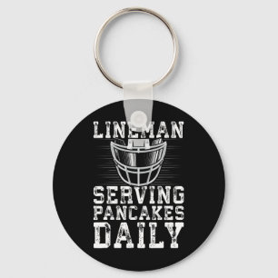 Lineman Serving Pancakes Daily Football Lineman Schlüsselanhänger