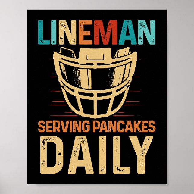 Lineman Serving Pancakes Daily Football Offensive Poster (Vorne)