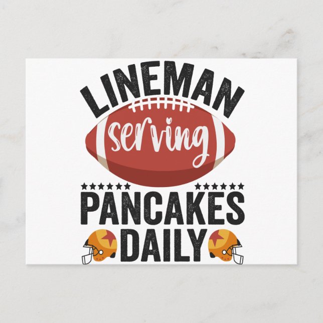 Lineman Serving Pancakes Daily Funny Football Gesc Postkarte (Vorderseite)