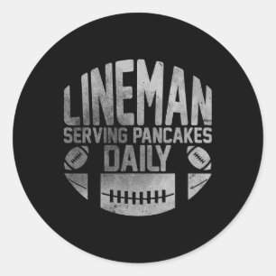 Lineman Serving Pancakes Daily Funny Football Line Runder Aufkleber