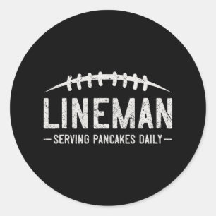 Lineman Serving Pancakes Daily Funny Vintag Footb Runder Aufkleber