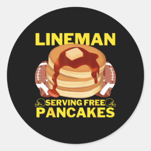 Lineman Serving Pancakes Football Lineman Runder Aufkleber