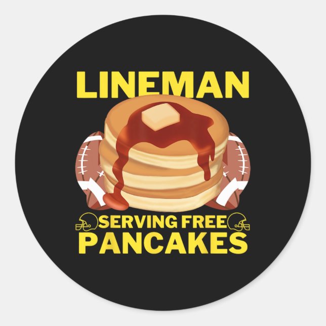 Lineman Serving Pancakes Football Lineman Runder Aufkleber (Vorderseite)