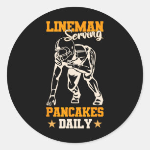 Lineman Serving Pancakes Täglich Funny Football Pl Runder Aufkleber