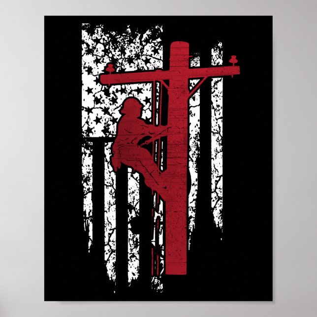 Lineman Shirts - American Lineman Flag Lineman Poster (Vorne)