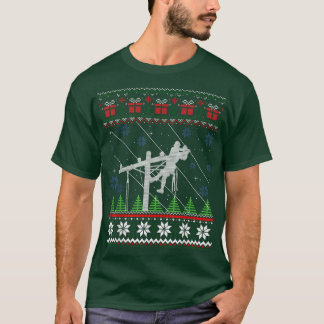 Lineman Ugly Christmas Sweater Gifts For Women Men T-Shirt
