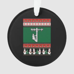 Lineman Ugly Christmas Sweater Ornament