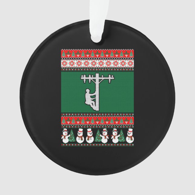 Lineman Ugly Christmas Sweater Ornament (Vorderseite)