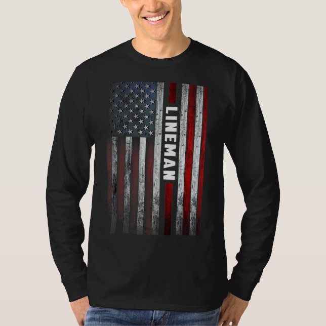 Lineman Us Flag T-Shirt (Vorderseite)