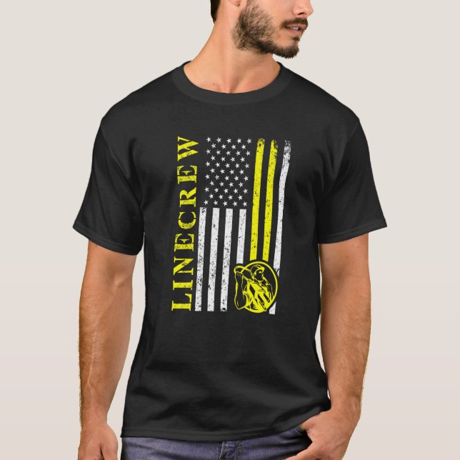 Lineman Usa Flag American Electrician Engineer Cra T-Shirt (Vorderseite)
