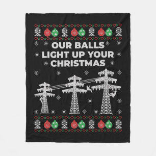 Lineman Weihnachten Unsere Bälle leuchten auf Fleecedecke