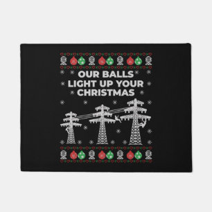 Lineman Weihnachten Unsere Bälle leuchten auf Fußmatte