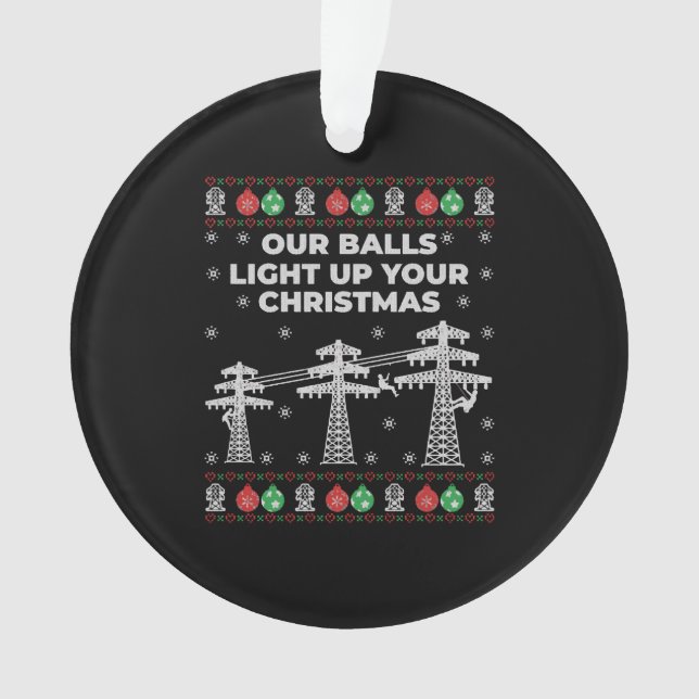 Lineman Weihnachten Unsere Bälle leuchten auf Ornament (Vorderseite)