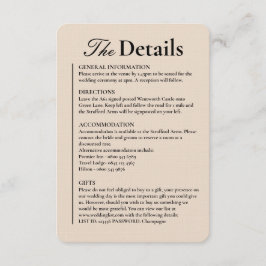 Linen Almond Wedding Details Begleitkarte