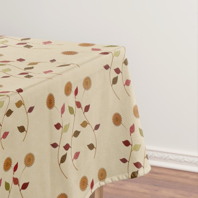 Linen Aussehen Blume Blätter Muster Tischdecke (Beispiel)