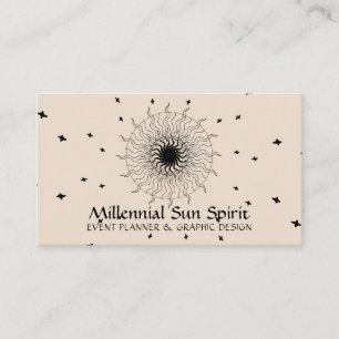 Linen Beige Abstrakte spirituelle Stars Sun Visitenkarte