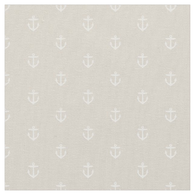 Linen Beige Anker drucken Stoff (Nahaufnahme)
