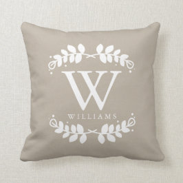 Linen Beige Elegant Monogram Kissen