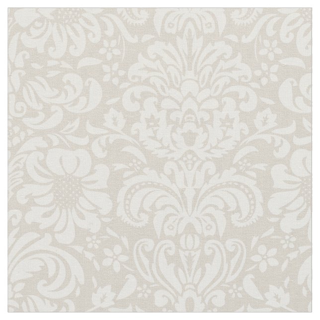 Linen Beige Floral Damask Stoff (Nahaufnahme)