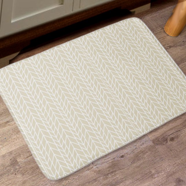 Linen Beige Traditionelle moderne Herringbone-Must Badematte (Von Creator hochgeladen)