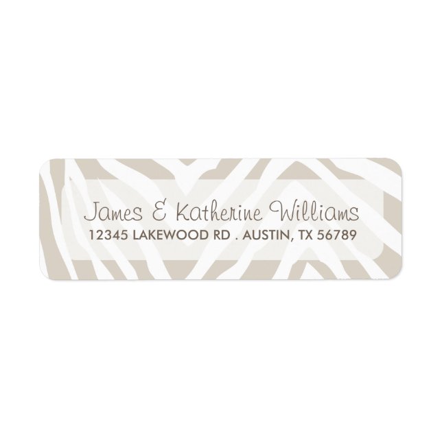 Linen Beige Zebra Animal Print Moderne Hochzeit (Vorne)