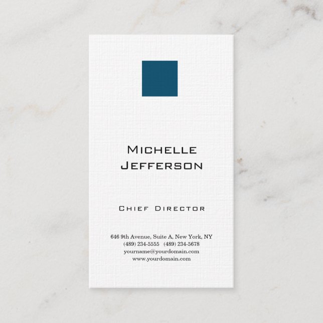 Linen Beruflich Moderne Ozean Blau Weiß Visitenkarte (Vorderseite)