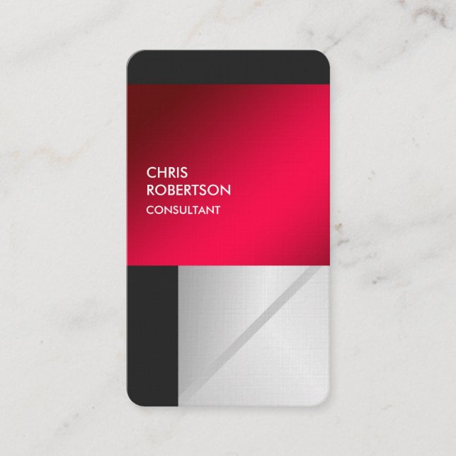 Linen Colorful Red Gray Rounded Visitenkarte (Vorderseite)