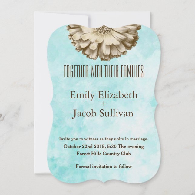 Linen Daisy Lime Green Nature Einladung zur Hochze (Vorderseite)