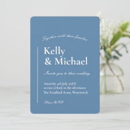 Linen Dusty Blue Typografy Wedding Einladung