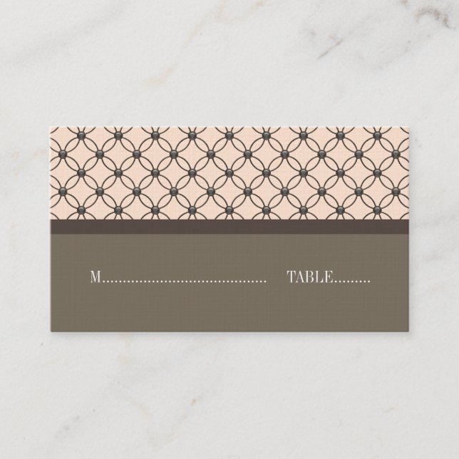 Linen Extravagant Lattice Wedding Platzkarten (Vorderseite)