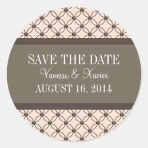 Linen Extravagante Gitter Save the Date Aufkleber