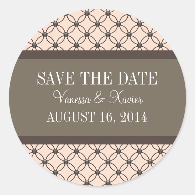 Linen Extravagante Gitter Save the Date Aufkleber (Vorderseite)