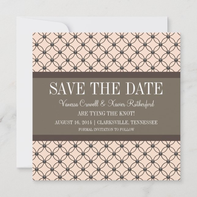 Linen Extravagantes Gitter Save the Date einladen (Vorderseite)