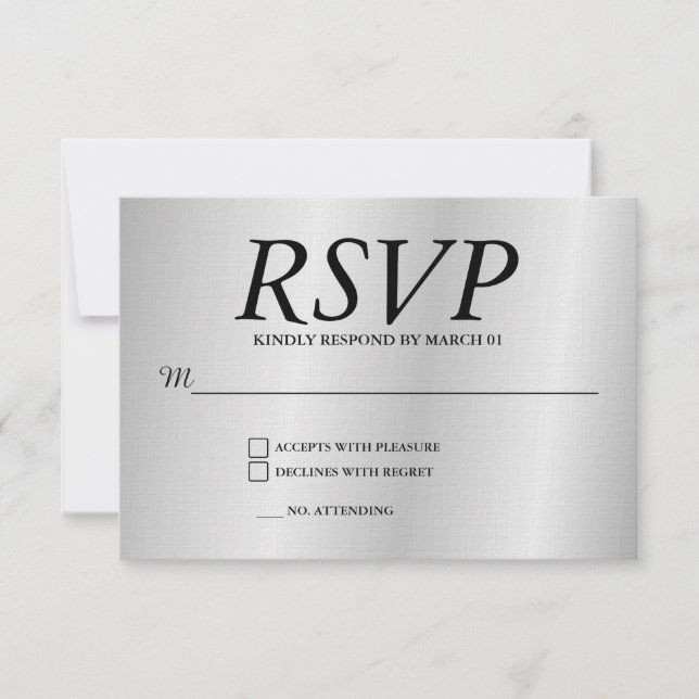 Linen Grey Wedding RSVP Response Reply Modern Card (Vorderseite)