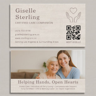 Linen-Häusliche Pflegekraft QR-Code zertifizierte  Visitenkarte