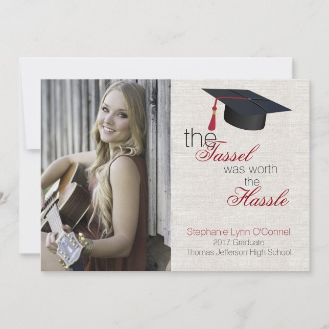 Linen Look Foto Abschluss Ankündigung (Vorderseite)