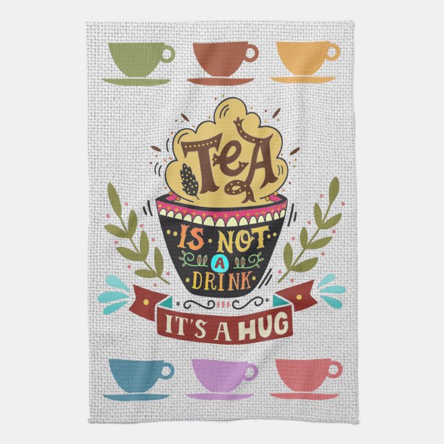 Linen Look Teacups Küchentücher (Vertikal)